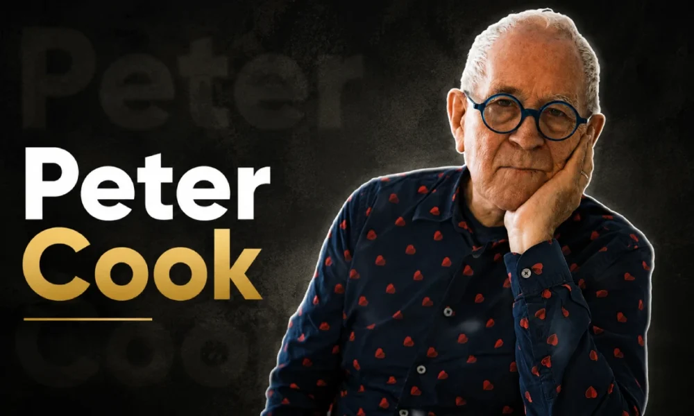 Peter Cook in a premium magazine-style portrait for a net worth article.