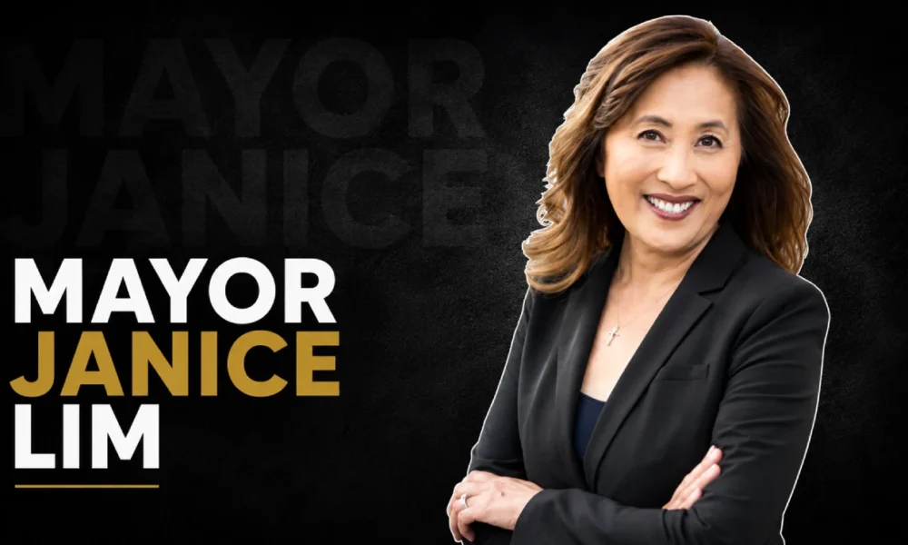 Mayor Janice Lim in a black blazer with folded arms