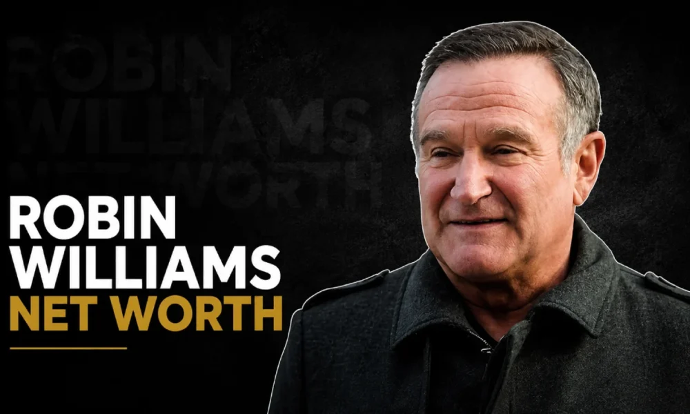 Robin Williams wearing a dark jacket