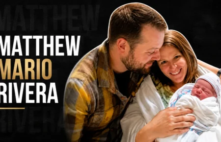 Matthew Mario Rivera with his wife and newborn child