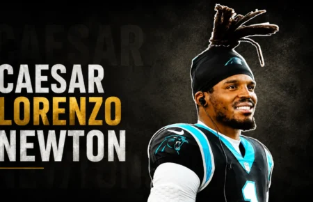 Caesar Lorenzo Newton in a Carolina Panthers jersey