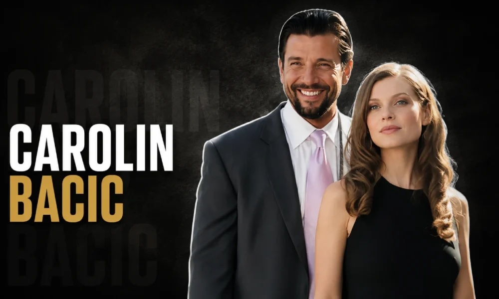 Carolin Bacic standing beside Steve Bacic at a public event
