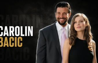 Carolin Bacic standing beside Steve Bacic at a public event