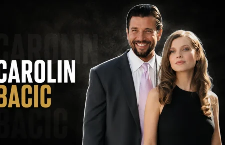 Carolin Bacic standing beside Steve Bacic at a public event