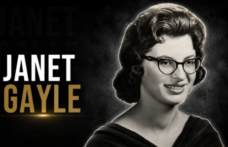 Janet Gayle wearing glasses in a vintage photograph